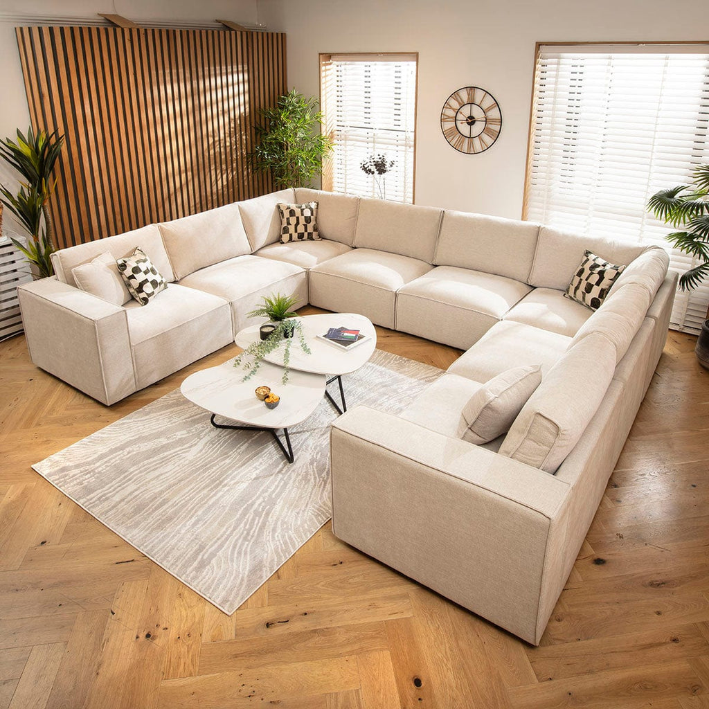 Rupert Modern 8 Seater Modular U-Shape Corner Sofa Natural 374x297cm 11