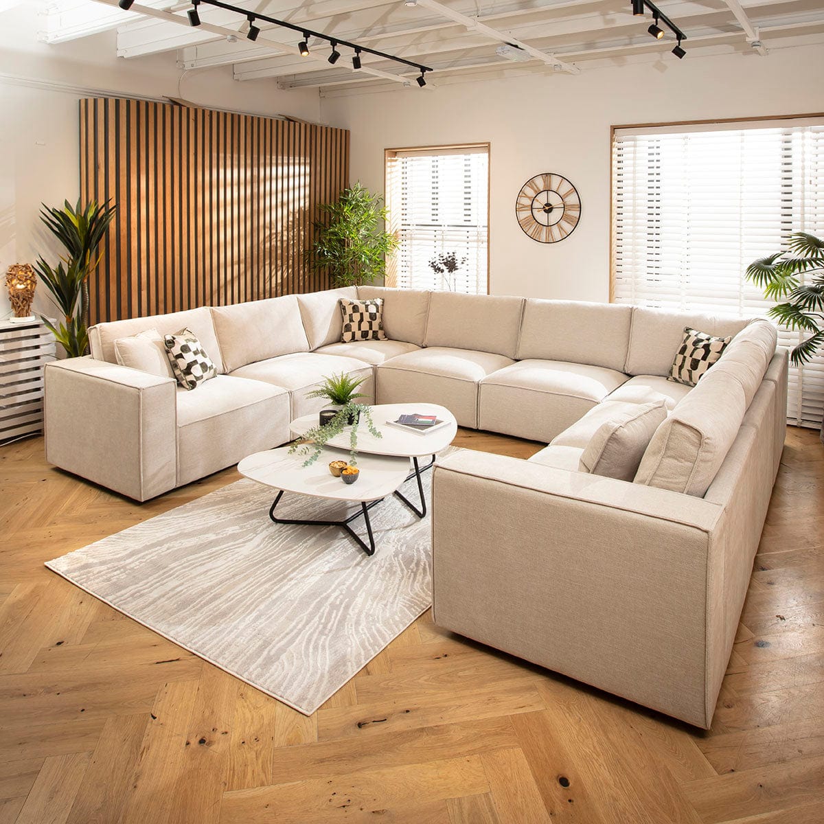 Rupert Modern 8 Seater Modular U-Shape Corner Sofa Natural 374x297cm 11
