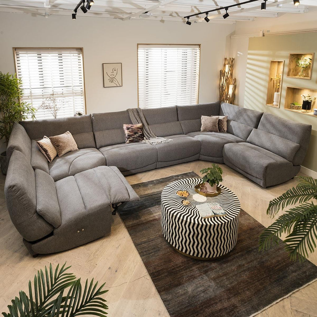 Jacob 8 Seater Recliner U-Shape Sofa - Grey U2R