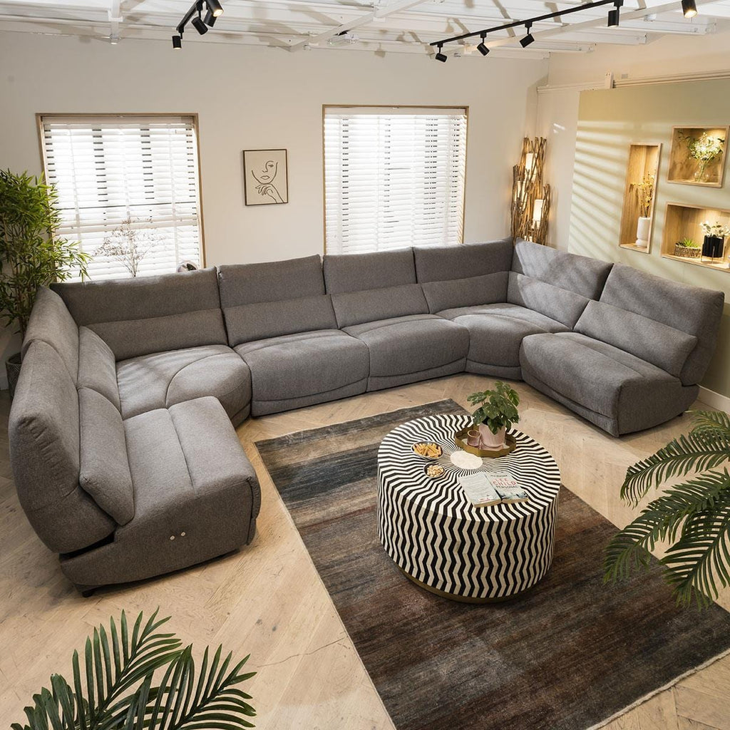 Jacob 8 Seater Recliner U-Shape Sofa - Grey U2R