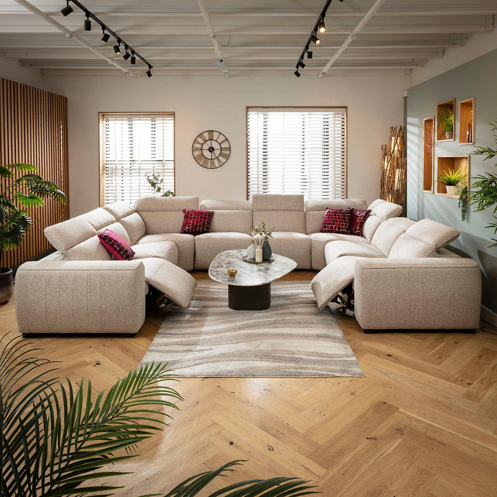 Lola Large 8 Seater Recliner U-Shape Sofa Beige 386x296cm 11