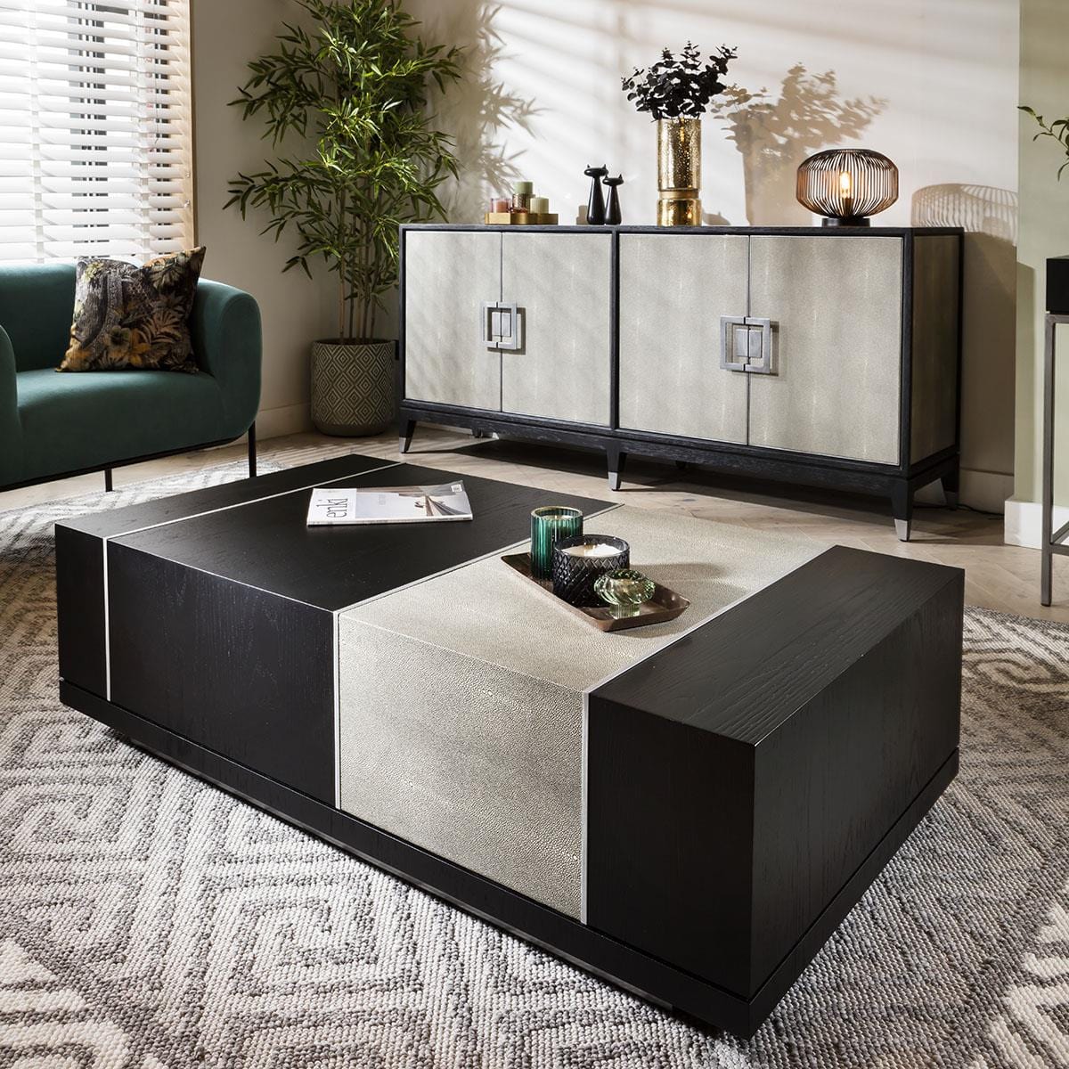 Shagreen Large Coffee Table Black Oak 130x70cm