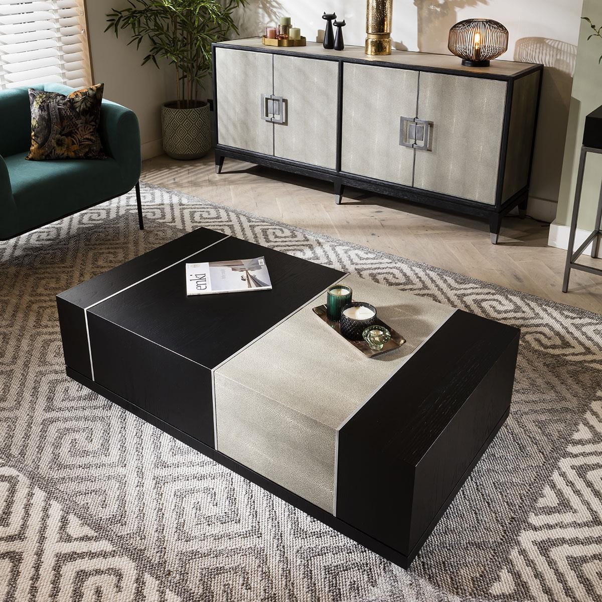 Shagreen Large Coffee Table Black Oak 130x70cm
