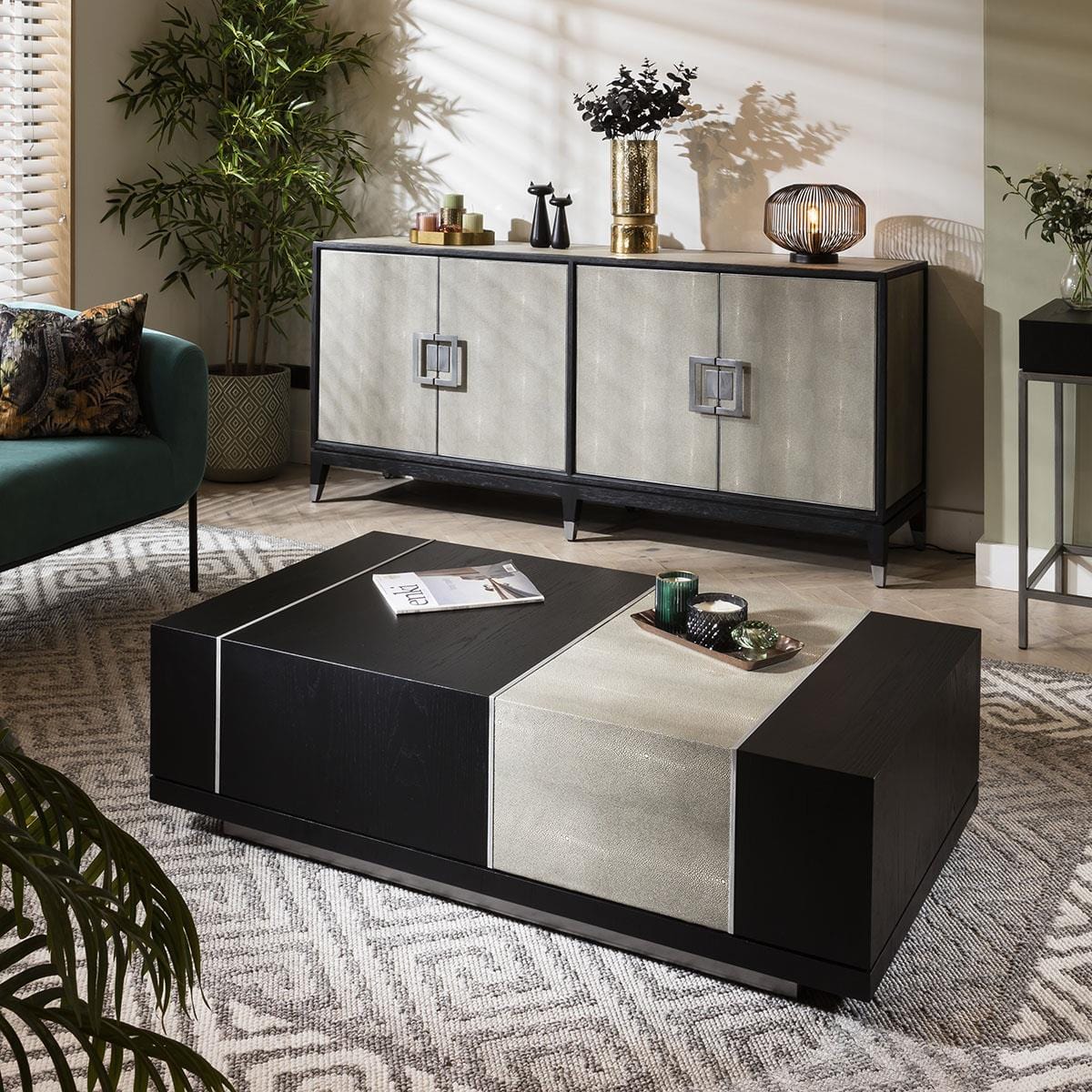 Shagreen Large Coffee Table Black Oak 130x70cm