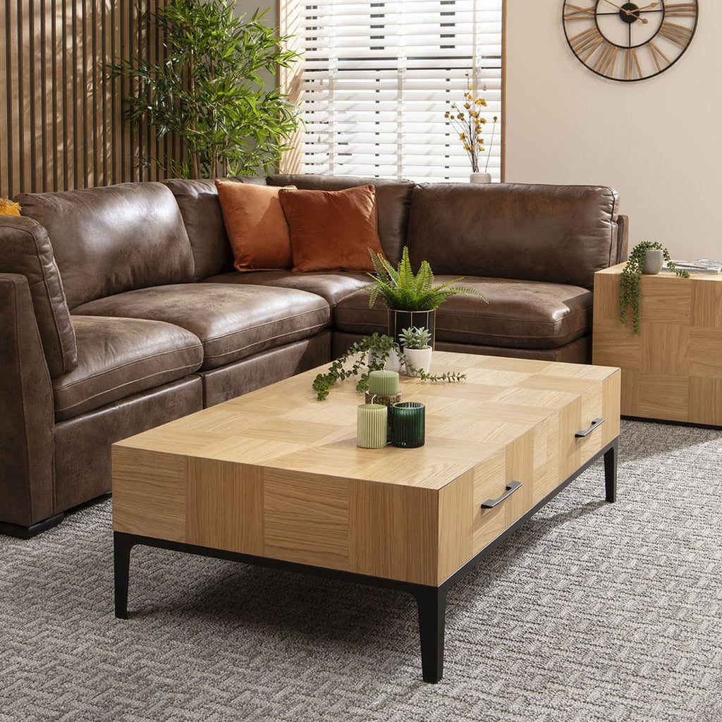 Vic Wooden Coffee Table with Storage Drawers 140x80cm