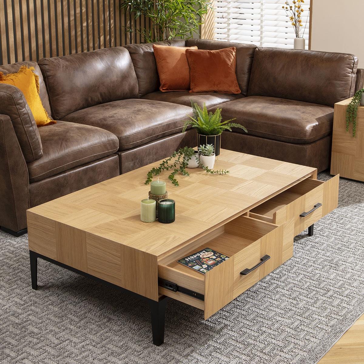 Vic Wooden Coffee Table with Storage Drawers 140x80cm