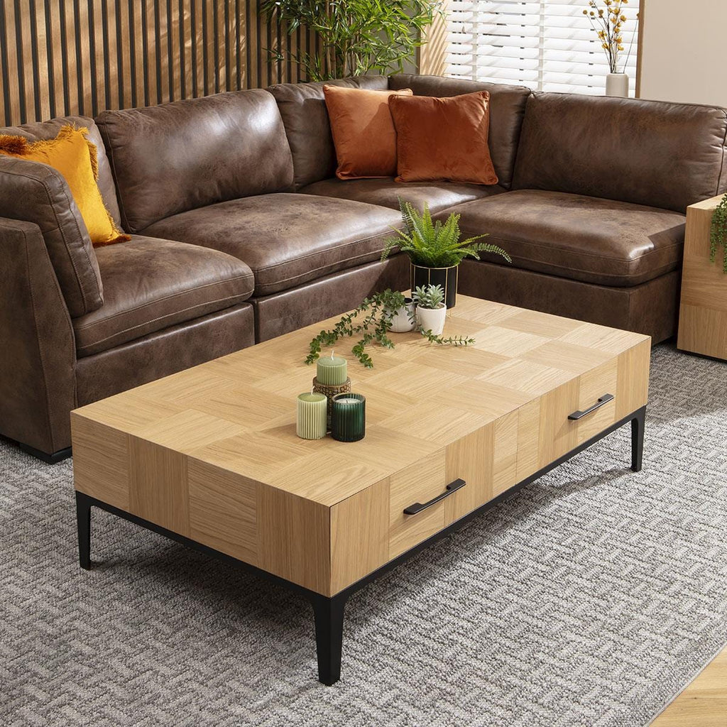 Vic Wooden Coffee Table with Storage Drawers 140x80cm
