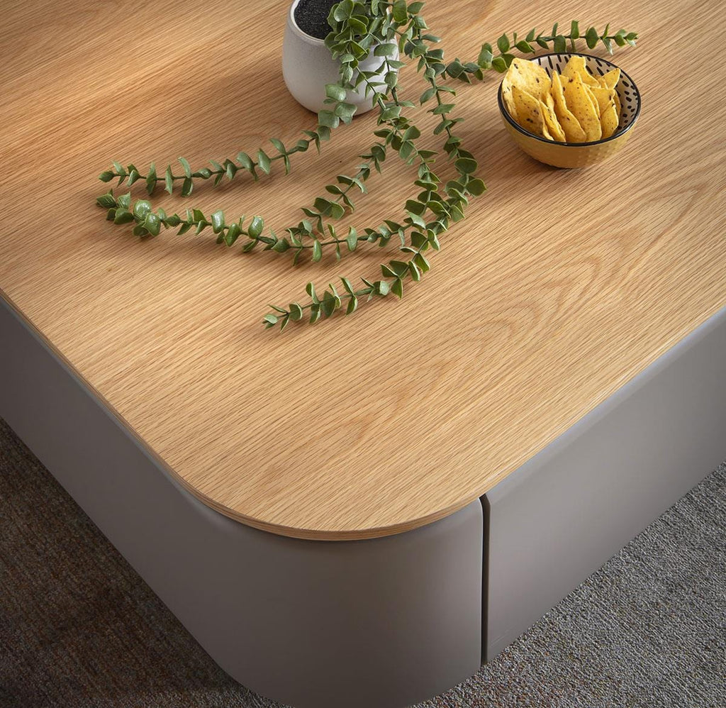 Sicily Square Coffee Table with Drawer Grey & Oak 100cm