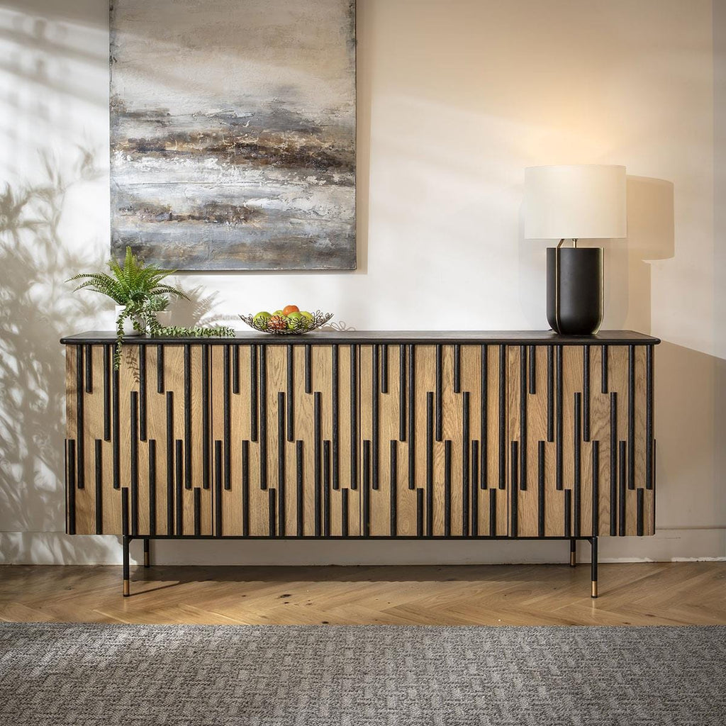Cooper Wooden Sideboard Buffet Black & Oak 200cm