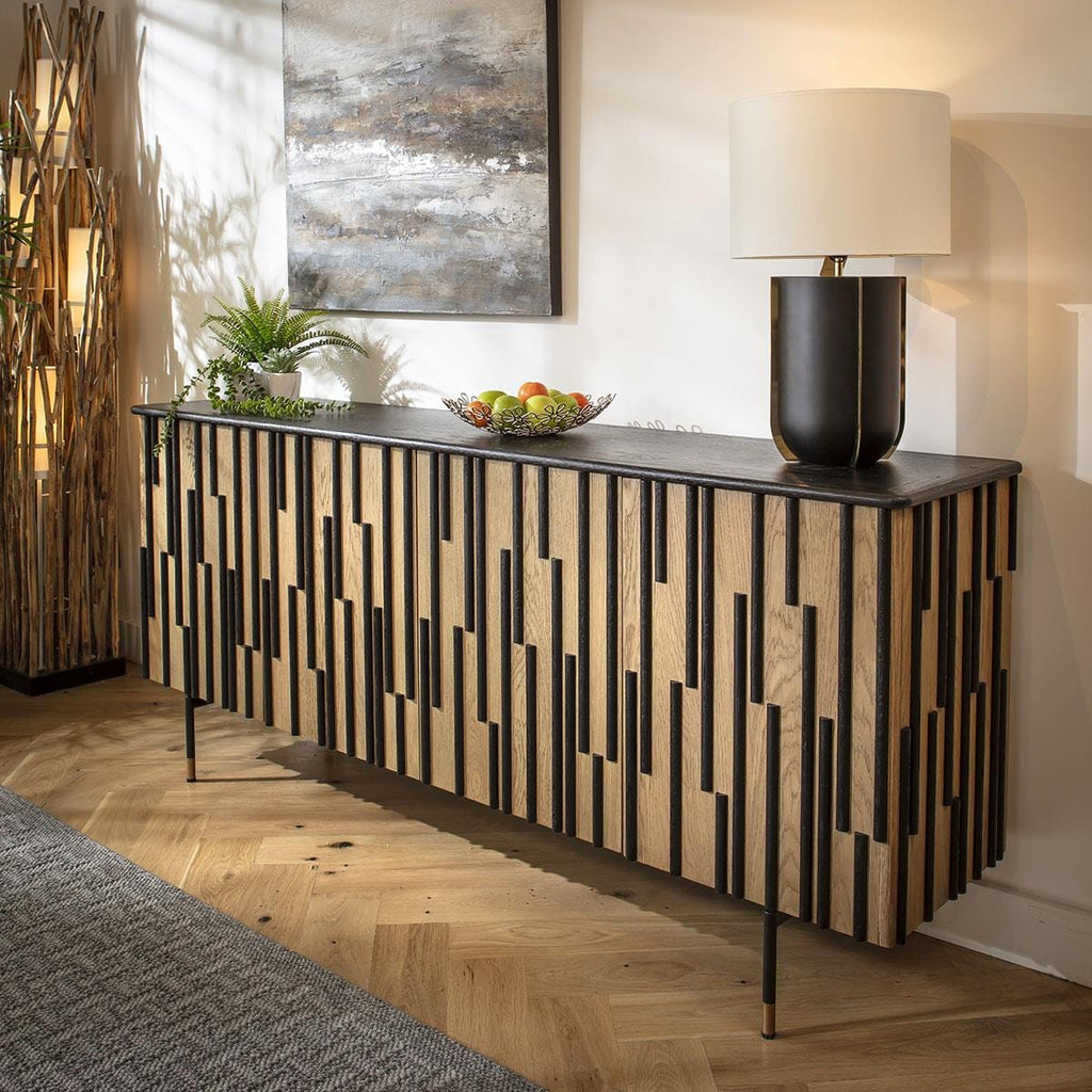 Cooper Wooden Sideboard Buffet Black & Oak 200cm
