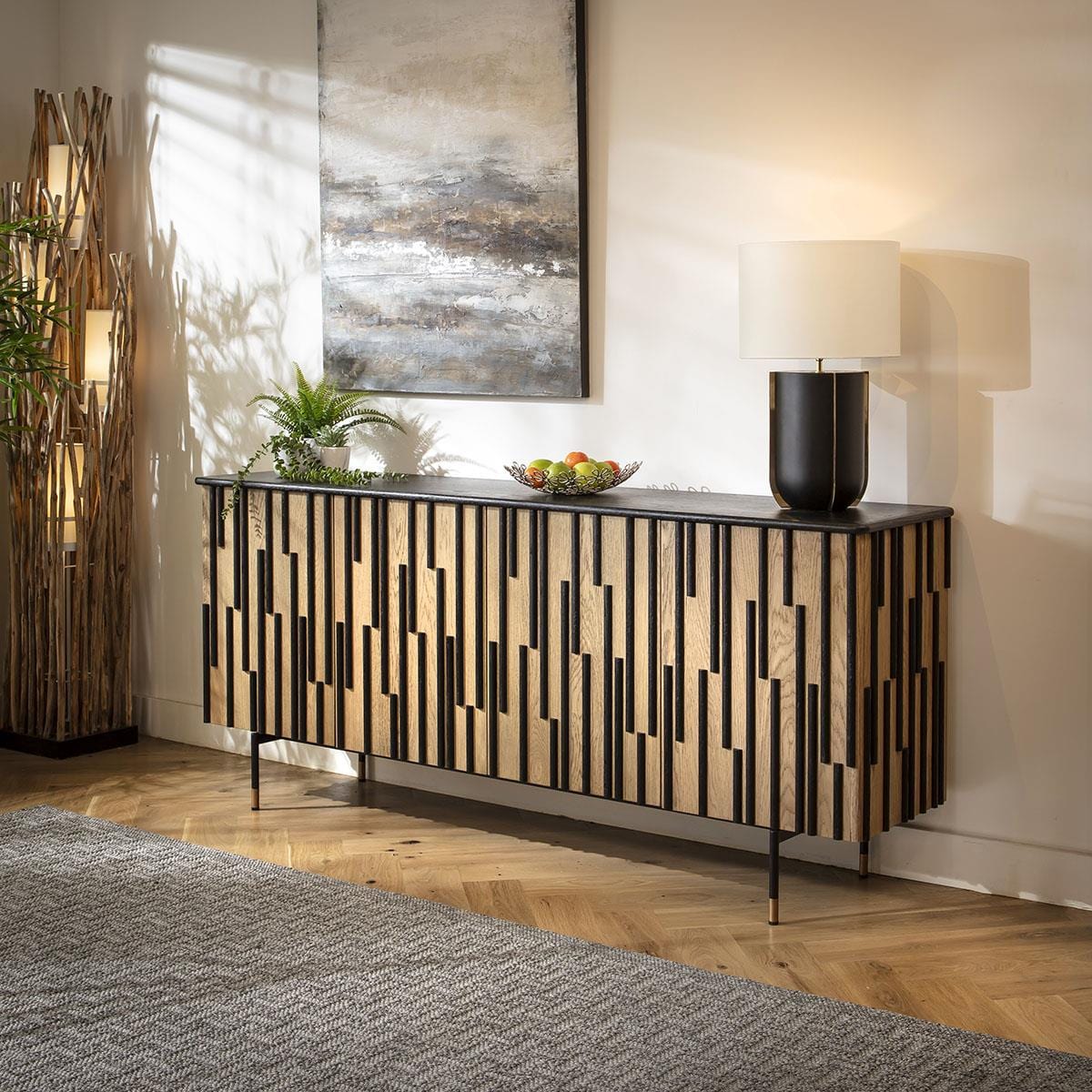 Cooper Wooden Sideboard Buffet Black & Oak 200cm