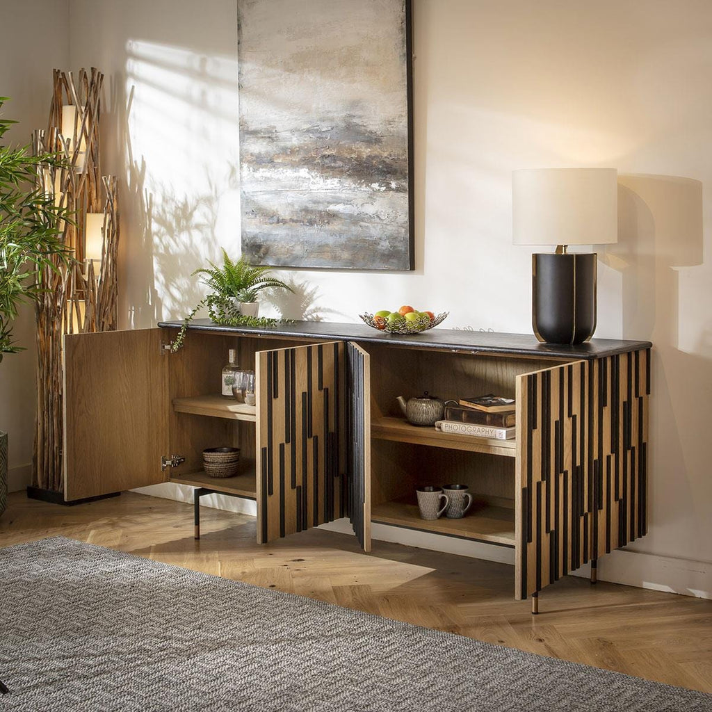 Cooper Wooden Sideboard Buffet Black & Oak 200cm