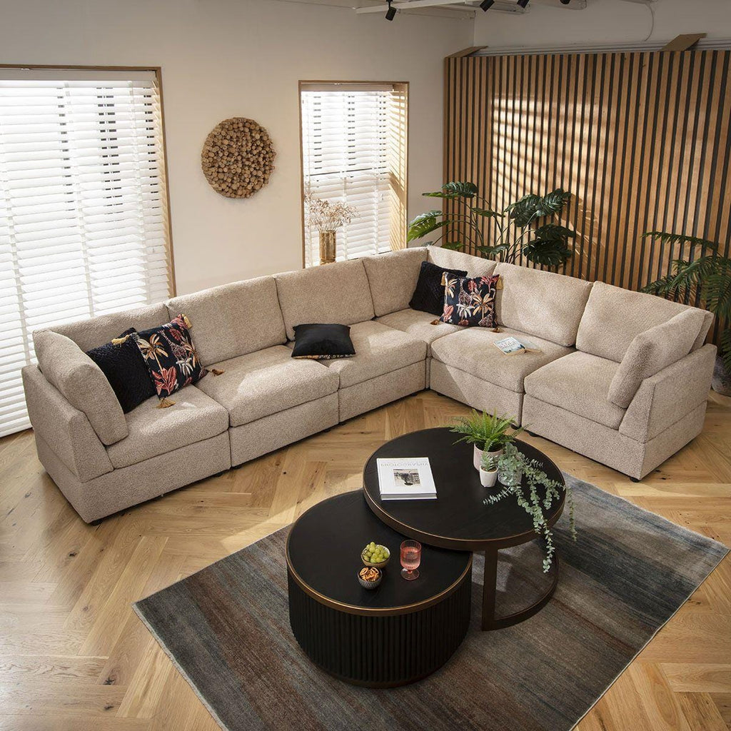 Sully 6 Seater Corner Sofa Biscuit Beige Boucle 320x240cm 15L