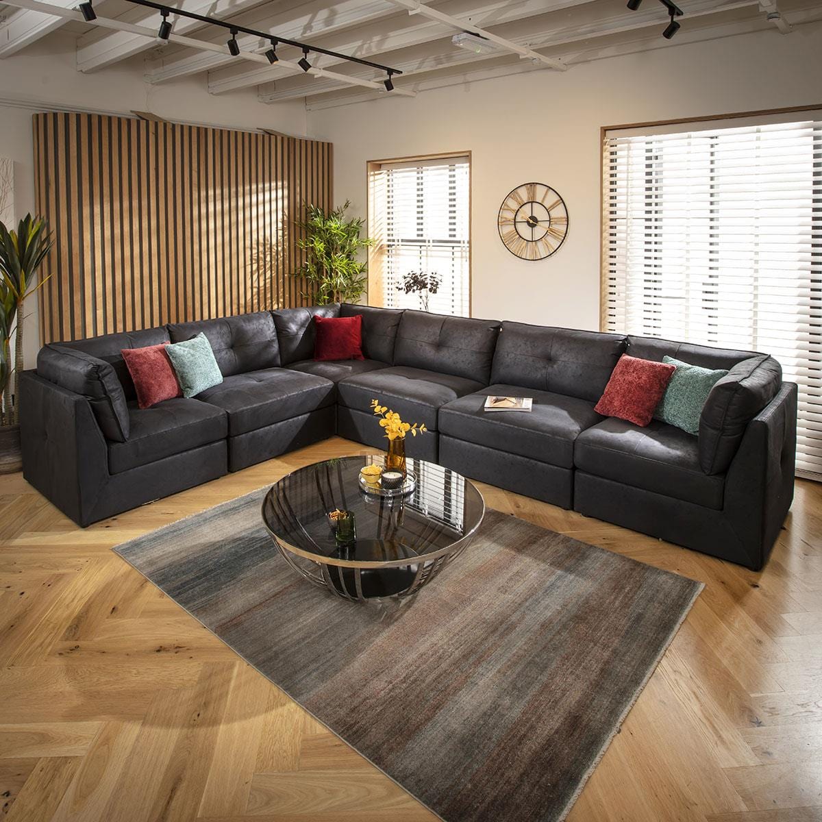 Archie 6 Seater Corner Sofa Black 360x270cm 15R