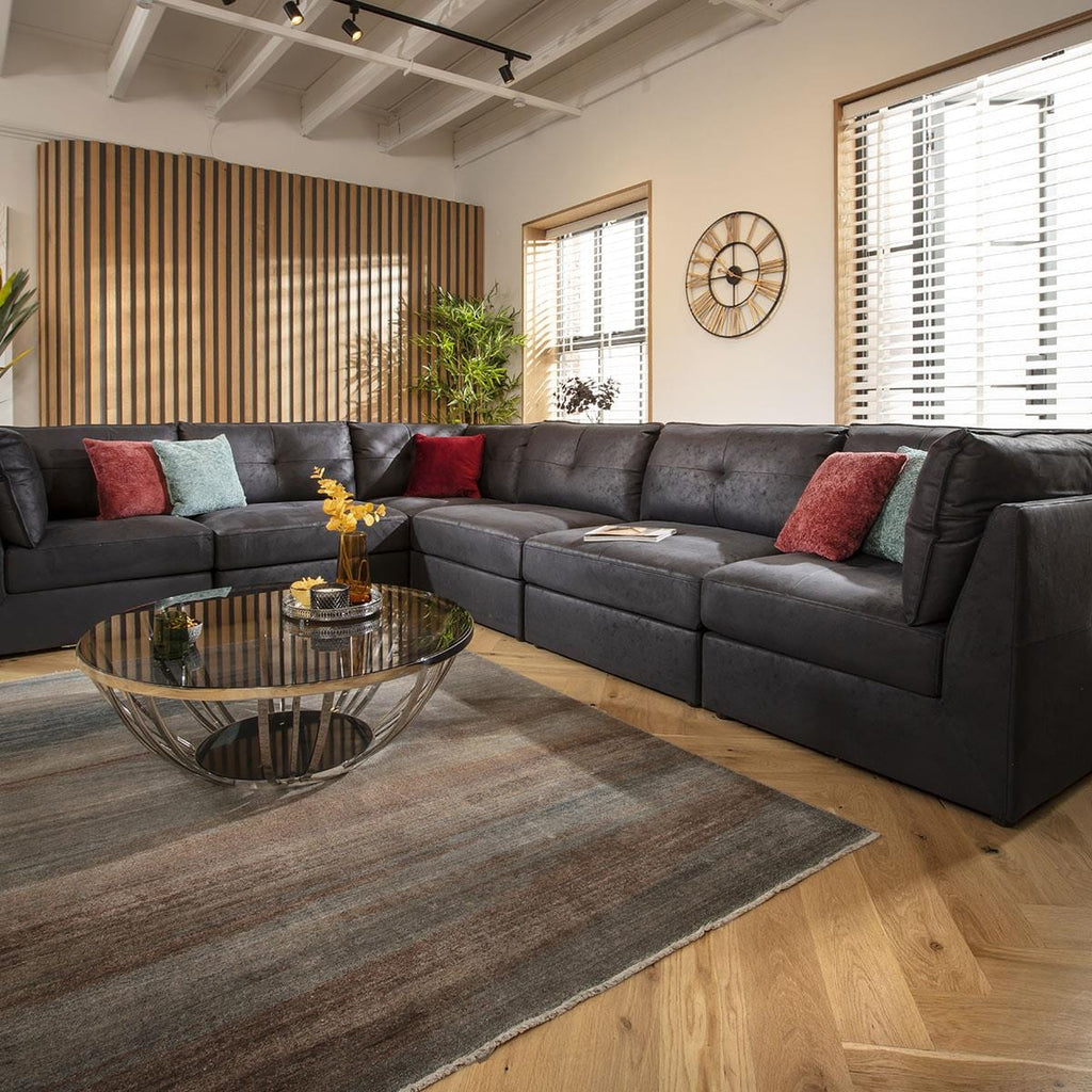 Archie 6 Seater Corner Sofa Black 360x270cm 15R