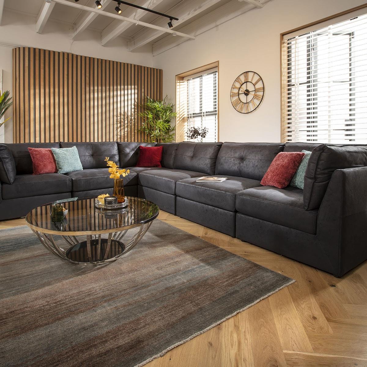 Archie 6 Seater Corner Sofa Black 360x270cm 15R