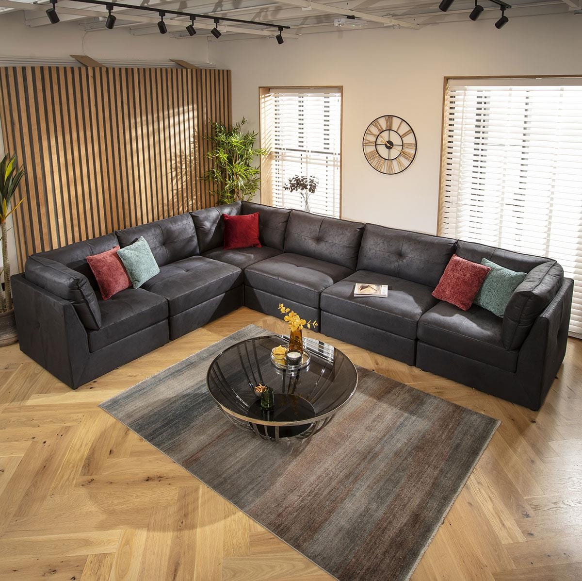 Archie 6 Seater Corner Sofa Black 360x270cm 15R