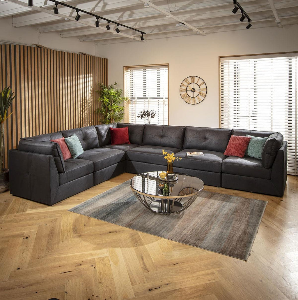 Archie 6 Seater Corner Sofa Black 360x270cm 15R