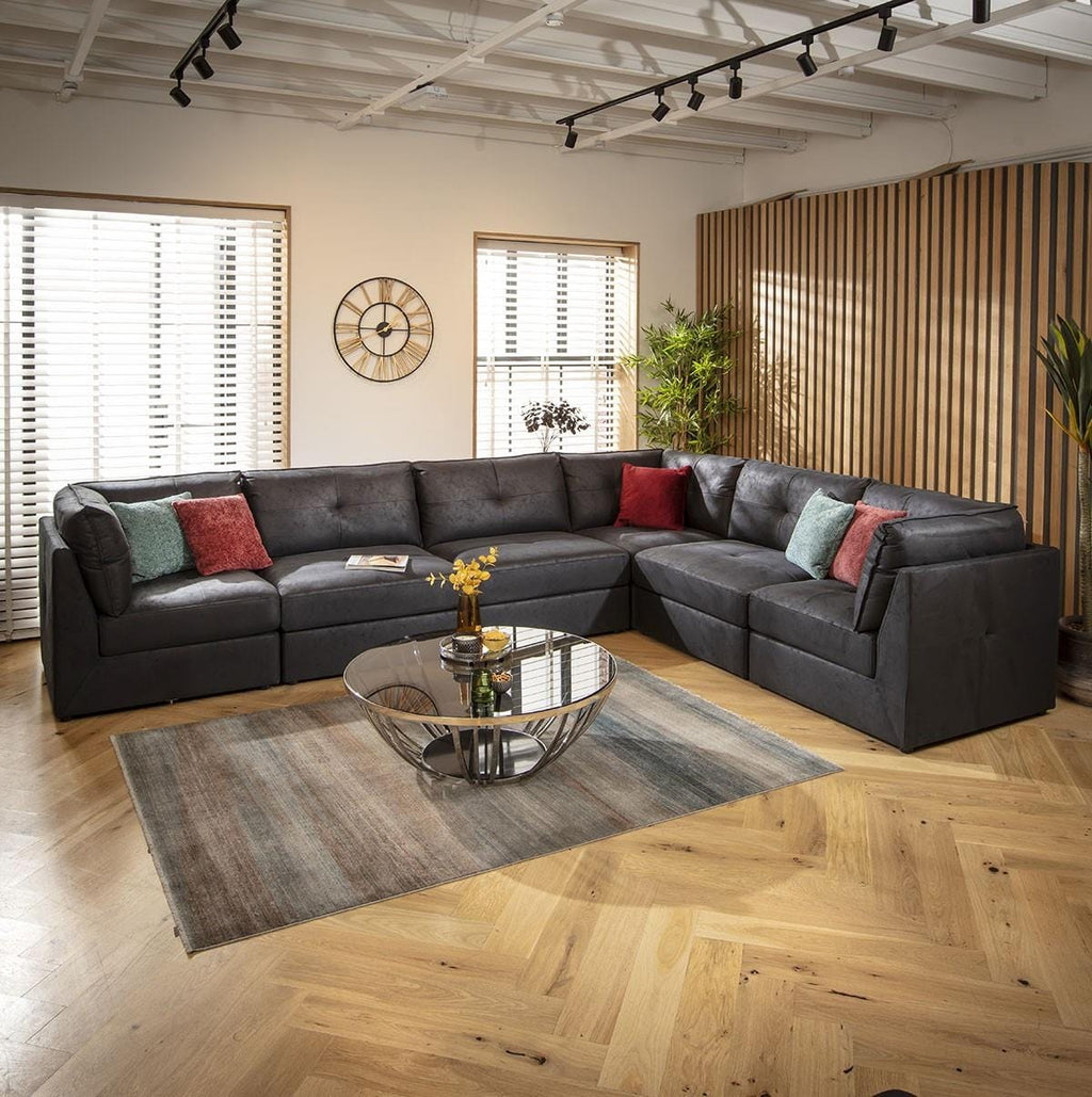 Archie 6 Seater Corner Sofa Black 360x270cm 15L