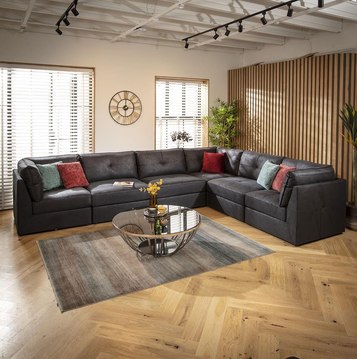 Archie 6 Seater Corner Sofa Black 360x270cm 15L