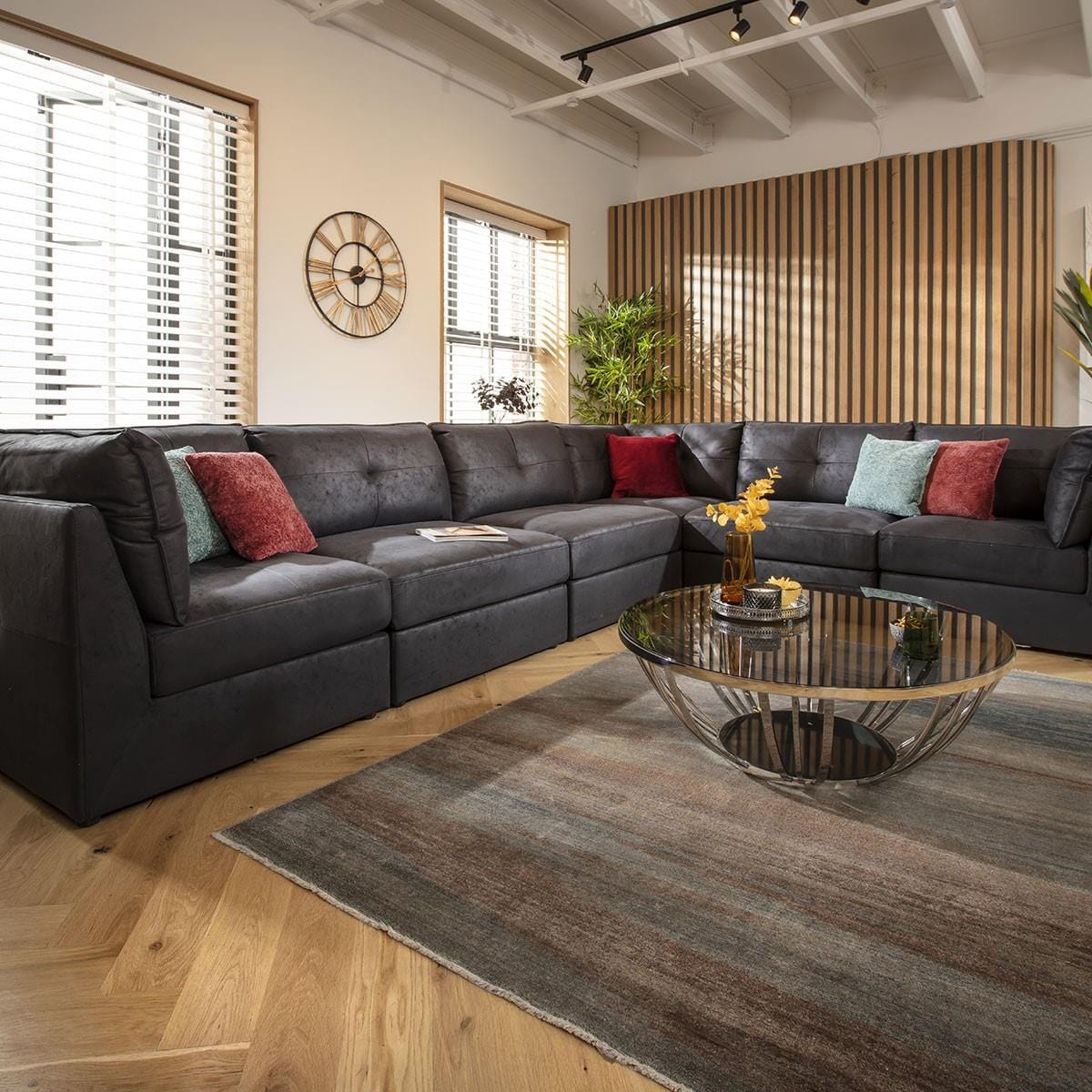 Archie 6 Seater Corner Sofa Black 360x270cm 15L