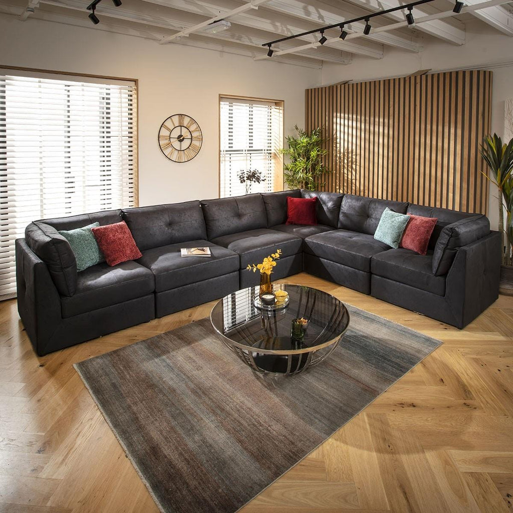 Archie 6 Seater Corner Sofa Black 360x270cm 15L