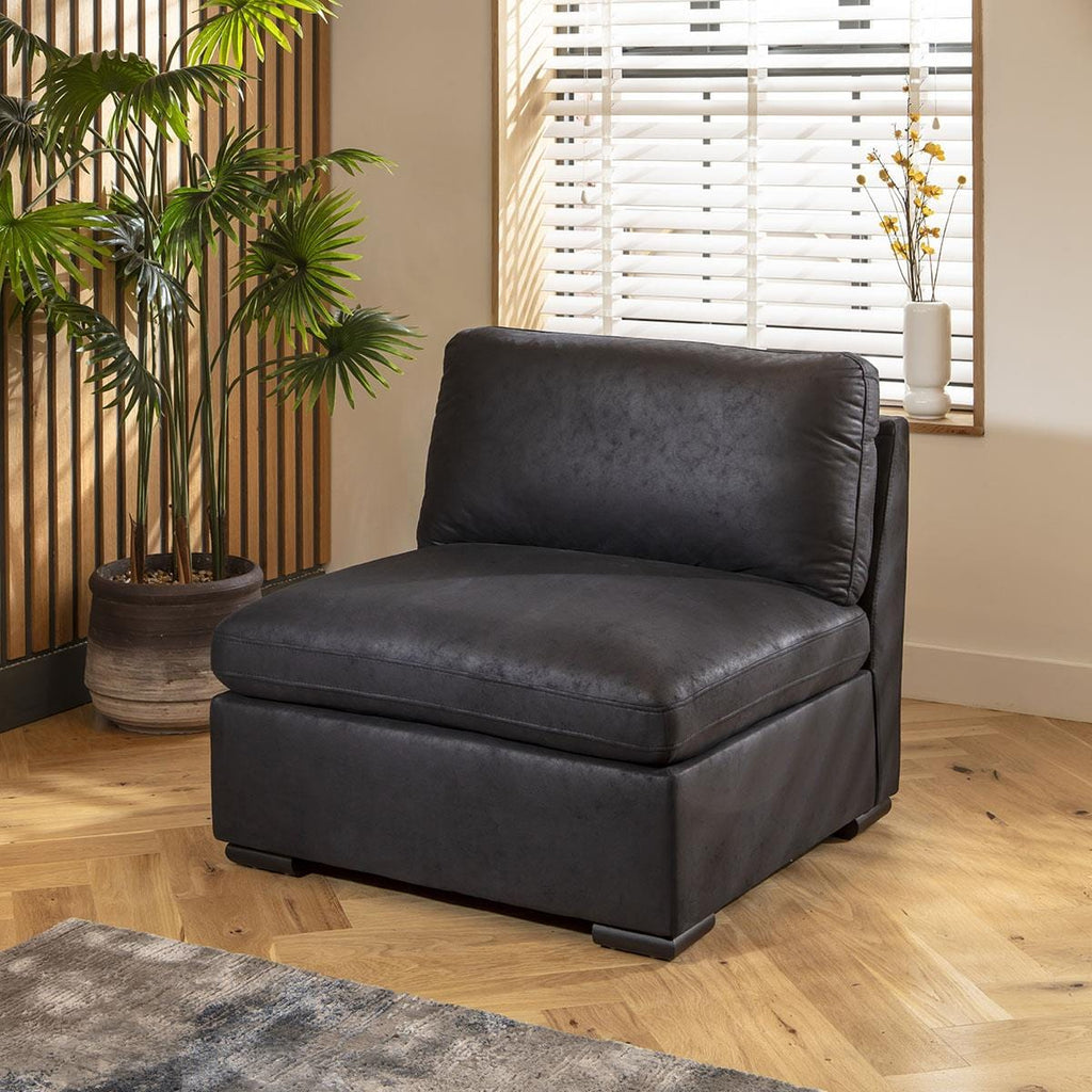 Mikey 6 Seater Corner Sofa Black 380x285cm 15L