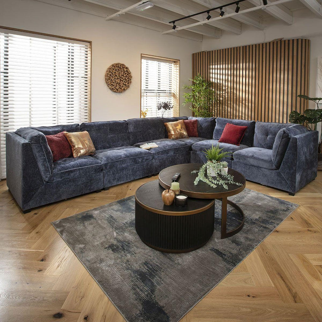 Anni 6 Seater Corner Sofa Blue Chenille 366x279cm 15L