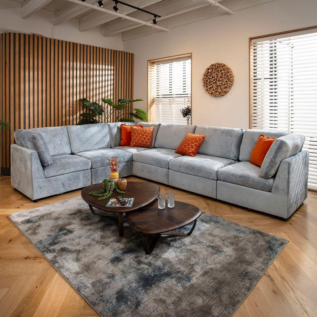 Sully 6 Seater Corner Sofa Blue Chenille 320x240cm 15R