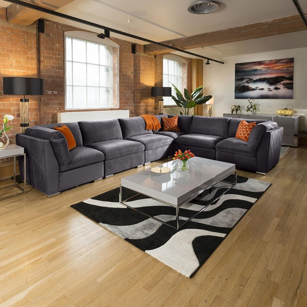 Mikey 6 Seater Corner Sofa Dark Grey 380x285cm 15