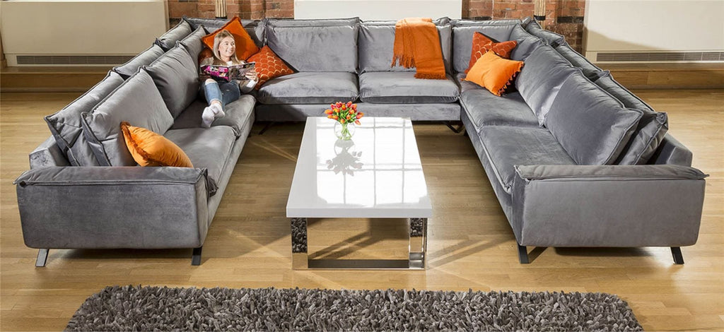 Ellie Extra Large U Shape Modular Cinema Sofa Many Fabrics 3.8 x 3m