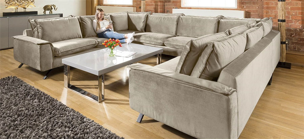 Ellie Extra Large U Shape Modular Cinema Sofa Many Fabrics 3.8 x 3m