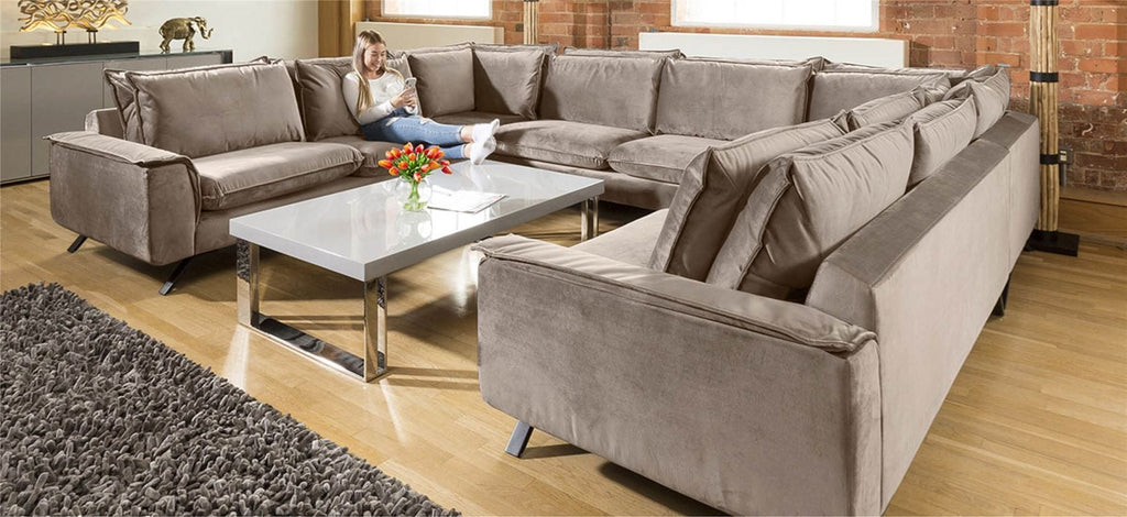 Ellie Extra Large U Shape Modular Cinema Sofa Many Fabrics 3.8 x 3m