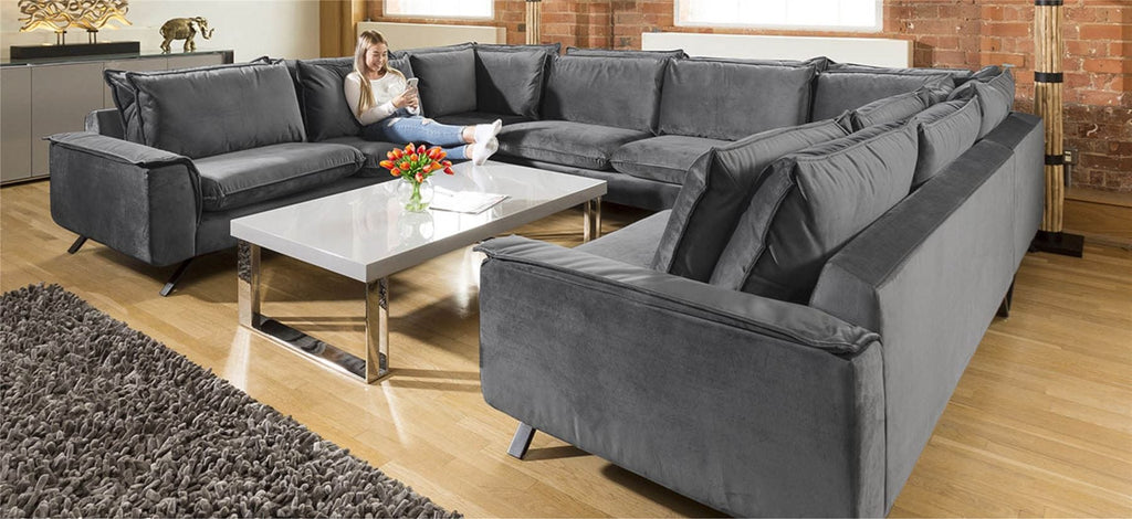 Ellie Extra Large U Shape Modular Cinema Sofa Many Fabrics 3.8 x 3m