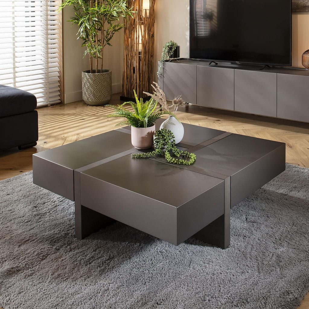 Guido Square Coffee Table with Storage Space Grey 100cm