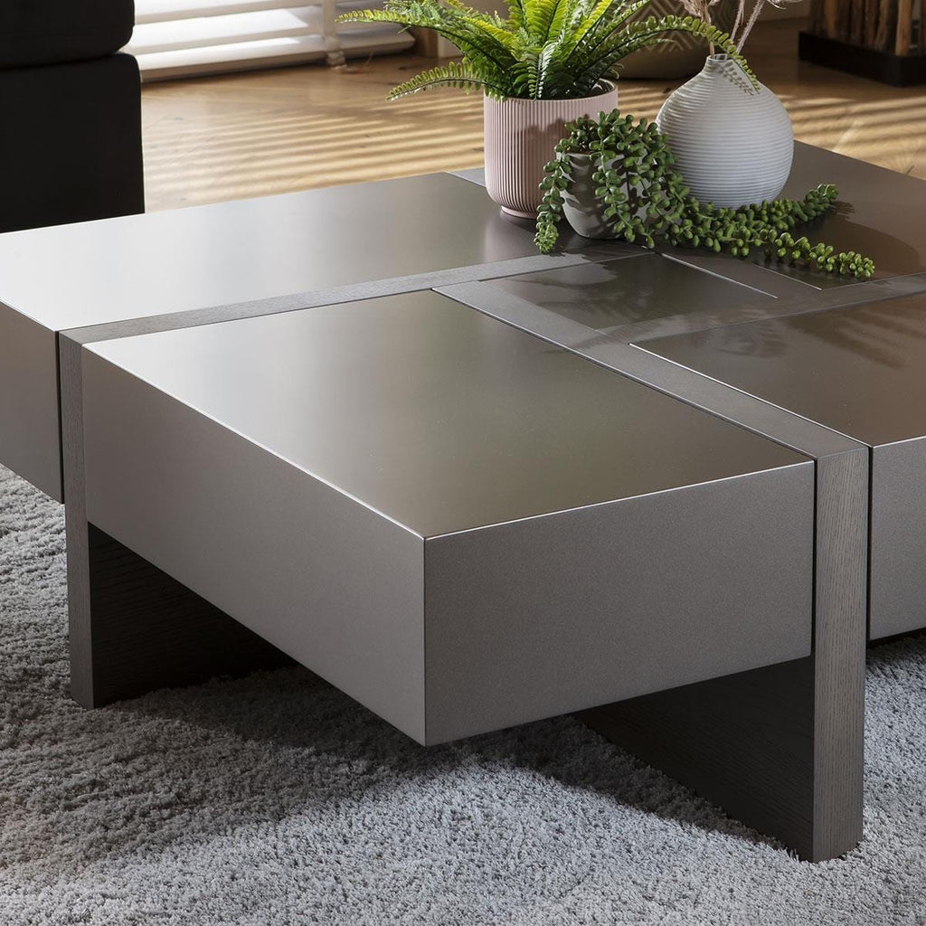 Guido Square Coffee Table with Storage Space Grey 100cm