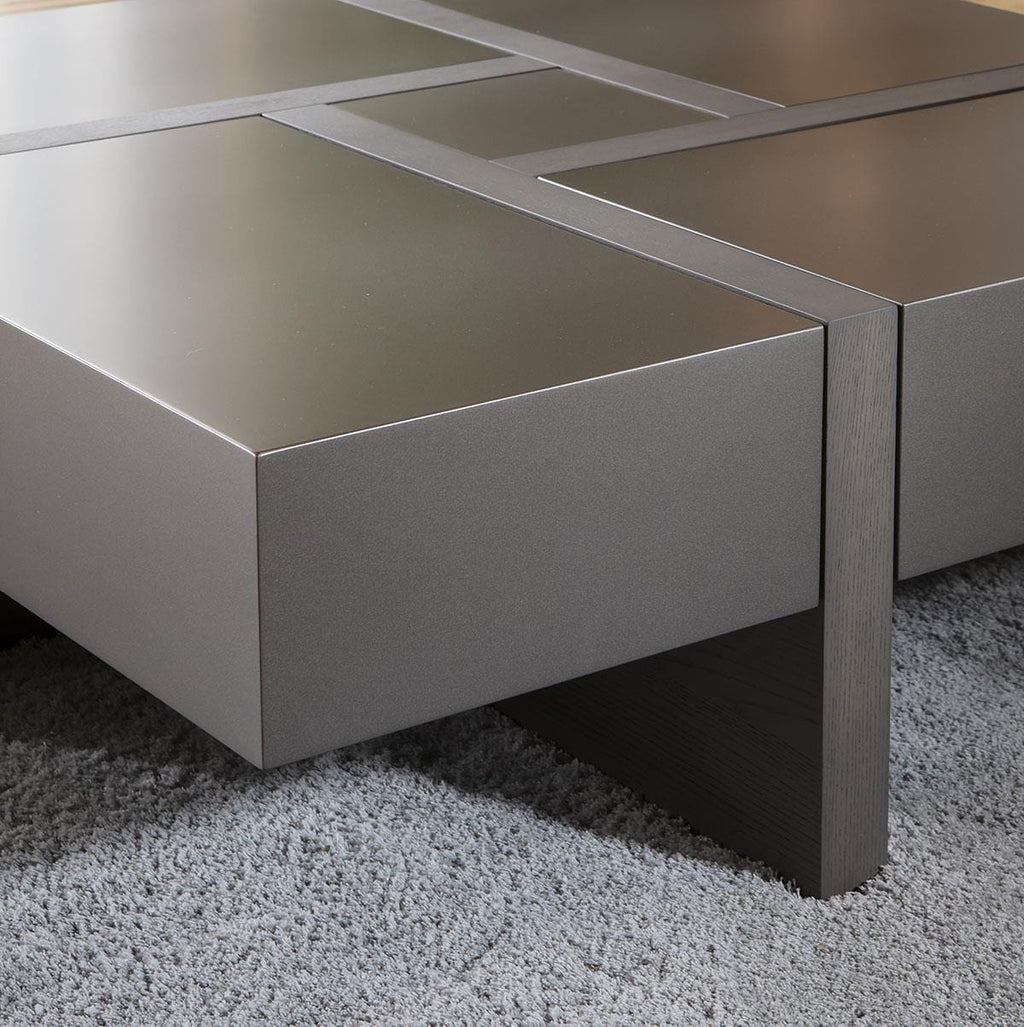 Guido Square Coffee Table with Storage Space Grey 100cm