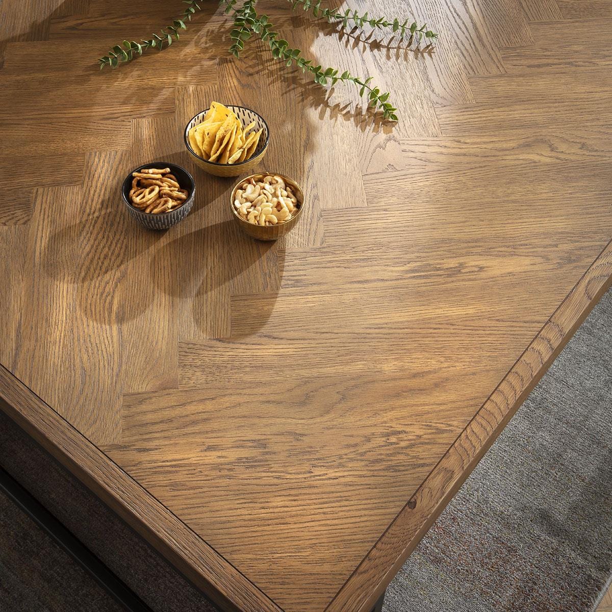 Gemini Square Wooden Parquet Coffee Table 120cm