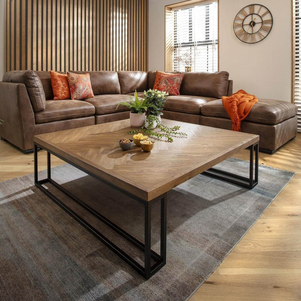 Gemini Square Wooden Parquet Coffee Table 120cm