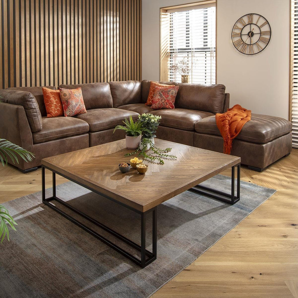 Gemini Square Wooden Parquet Coffee Table 120cm