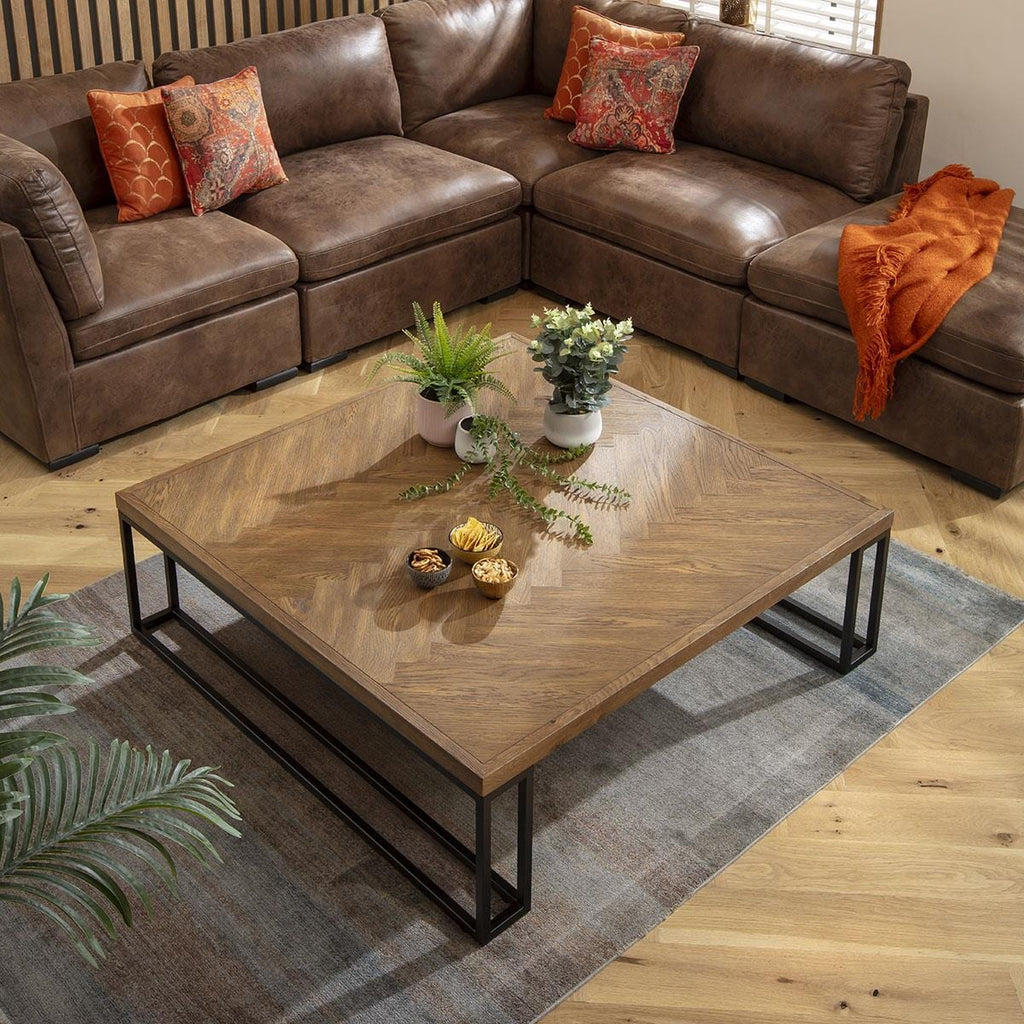 Gemini Square Wooden Parquet Coffee Table 120cm