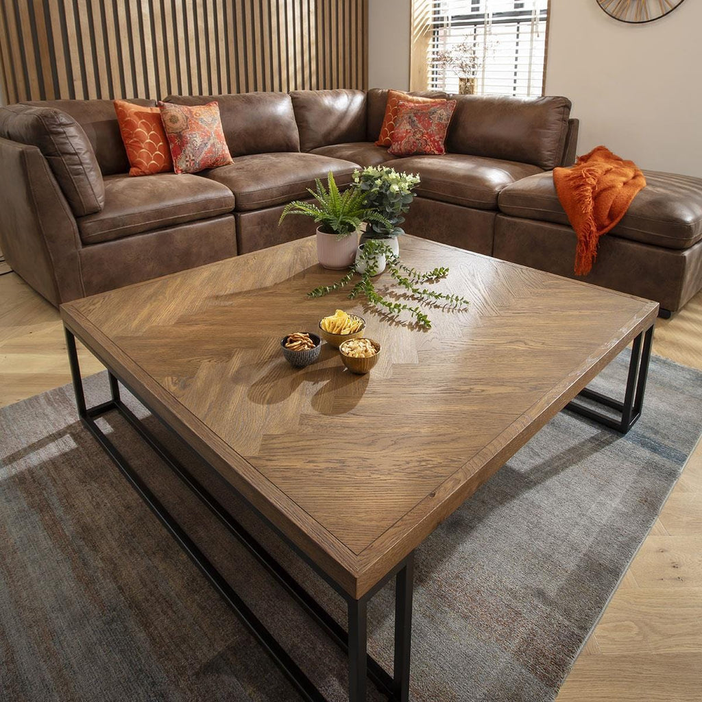 Gemini Square Wooden Parquet Coffee Table 120cm