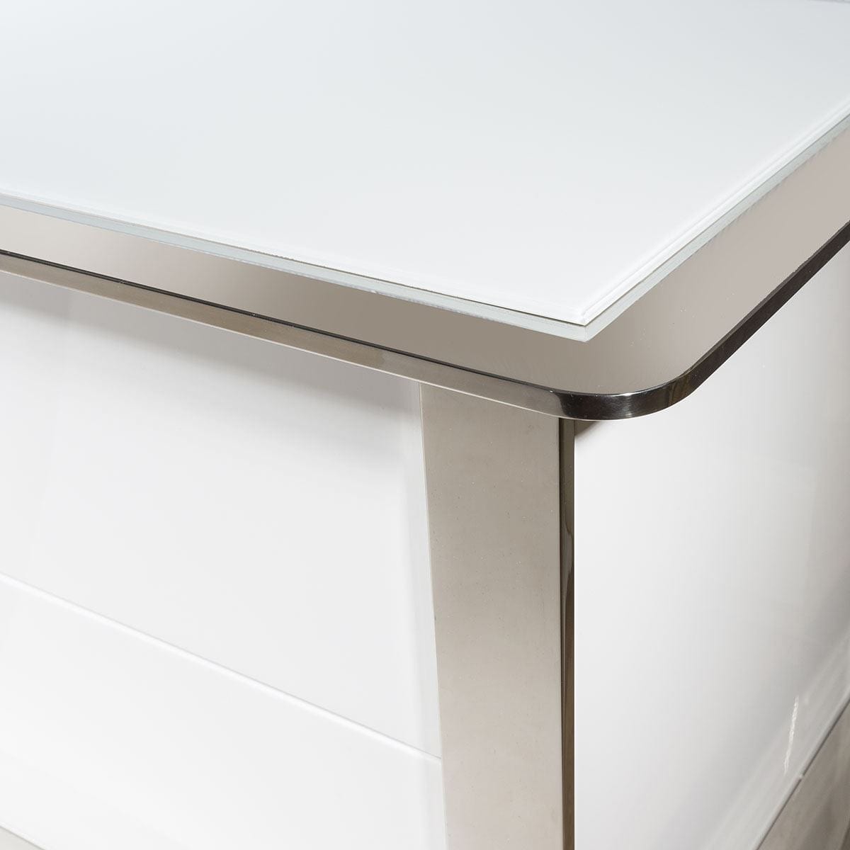 Large TV Cabinet Stand White Gloss and Chrome Modern Quatropi 233 New