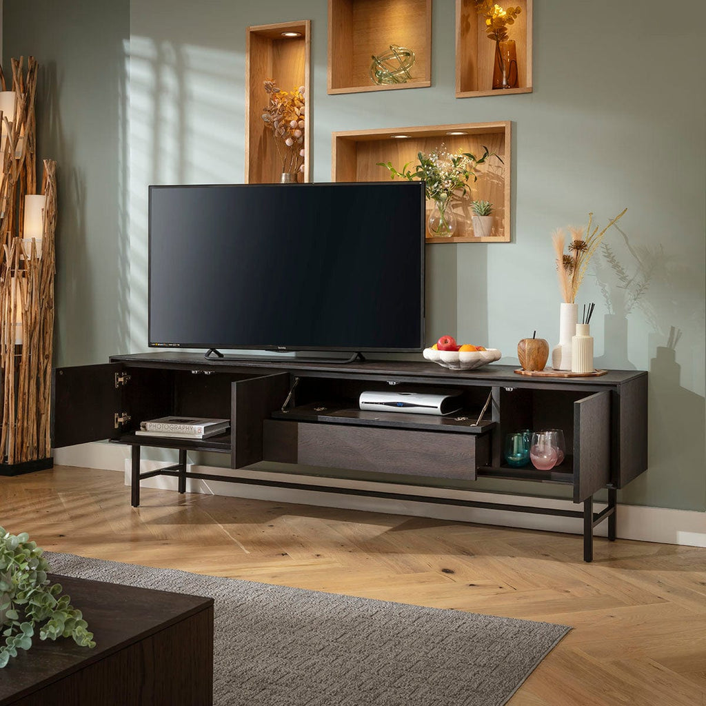 Grado Large TV Stand Cabinet Media Unit Dark Wood 205cm