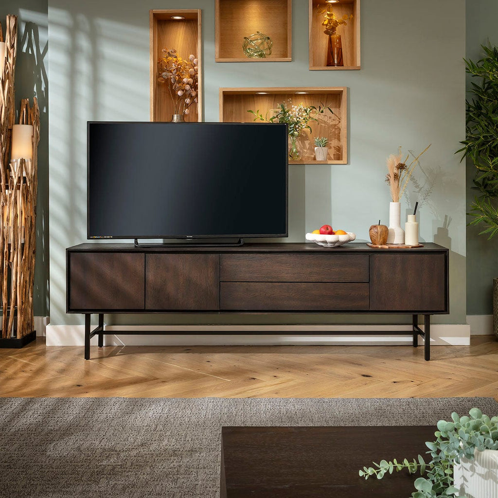 Grado Large TV Stand Cabinet Media Unit Dark Wood 205cm