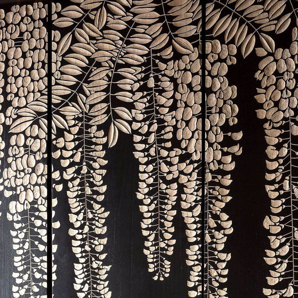 Large Wall Art Artwork Hand Carved Wood Black Oak Wisteria 180x150cm