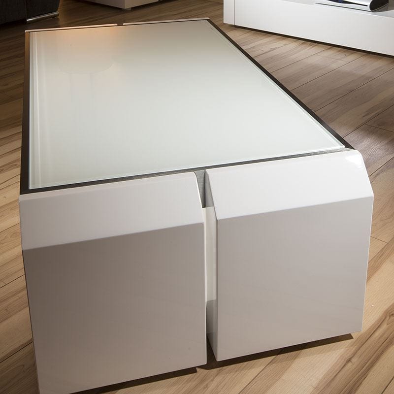 Large White Gloss / Glass Rectangular Coffee Table Modern Designer 01A