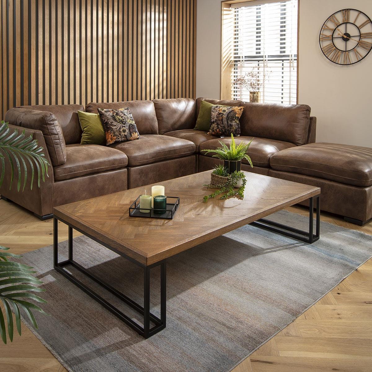 Gemini Large Wooden Parquet Coffee Table 160x90cm