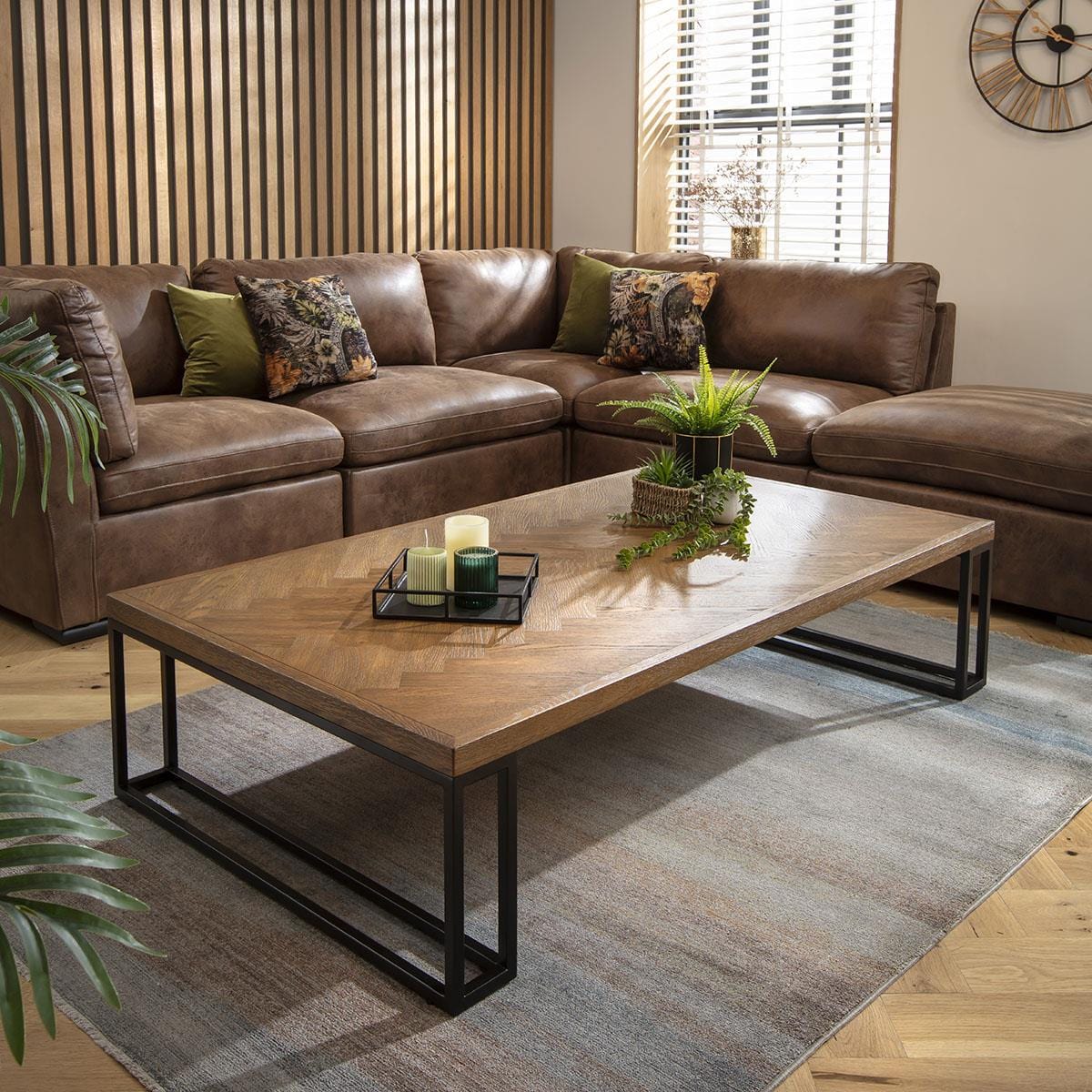 Gemini Large Wooden Parquet Coffee Table 160x90cm