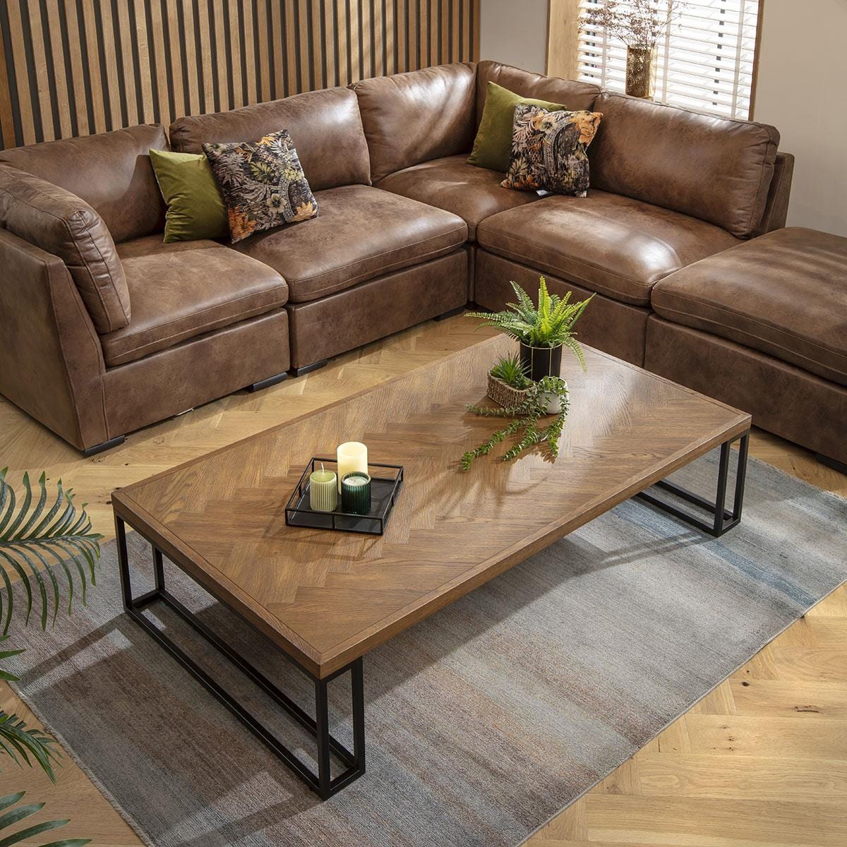 Gemini Large Wooden Parquet Coffee Table 160x90cm